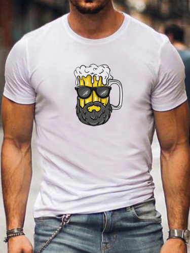 Beer With Sunglasses Funny Print Shirts&Tops